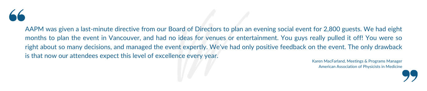 Venue West Conference Services - Destination Management - Testimonial