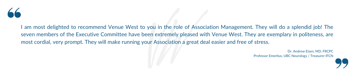 Venue West Conference Services - Association Management - Testimonial