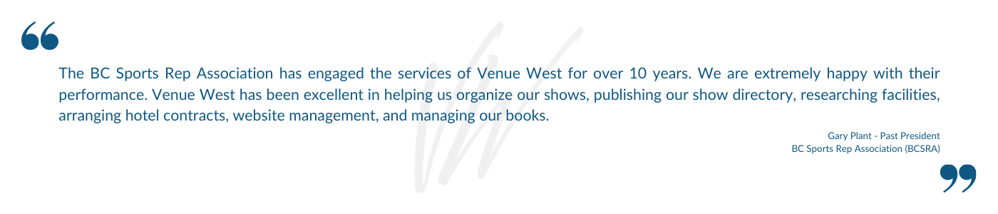 Venue West Conference Services - Association Management - Testimonial